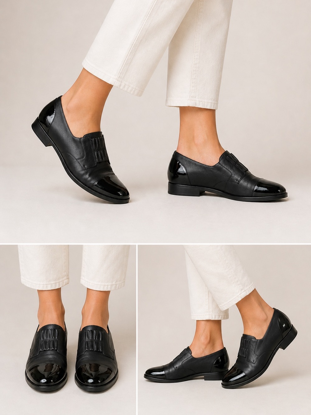 VIONIC Black Leather Loafer Cap Toe Slip-On Oxford Flats Academia Preppy 9.5 US